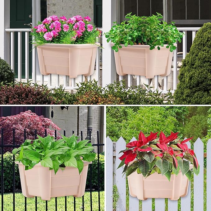 ORIMERC 9.8 inch Wood Imitated Wall Planter Pots for Indoor Plants, Wall Hanging Planters Living Wall Planter Indoor Outdoor Vertical Wall Mounted Planter for Your Green Plants, Beige (3 Pack)