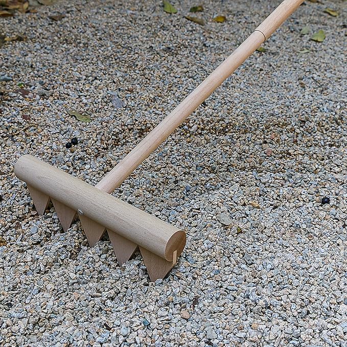 Outdoor Zen Garden Rake Large - Japanese Rock Sand Garden Rake Tool - 48" Long 5 Tine Solid Oak - DIY Stress Relief Gifts for Adult
