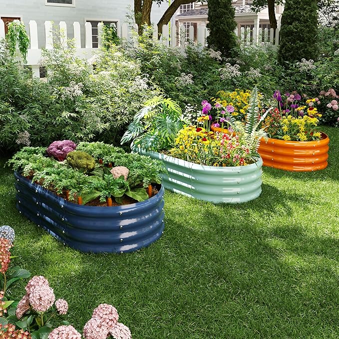 ZFHgarden Galvanized Metal Planter Raised Garden Bed Kit for Gardening Outdoor，8x2x1ft Planter Grow Garden Box Raised Flower Bed，Long Vegetable Clearance Herb Raised Garden Beds for Gardening