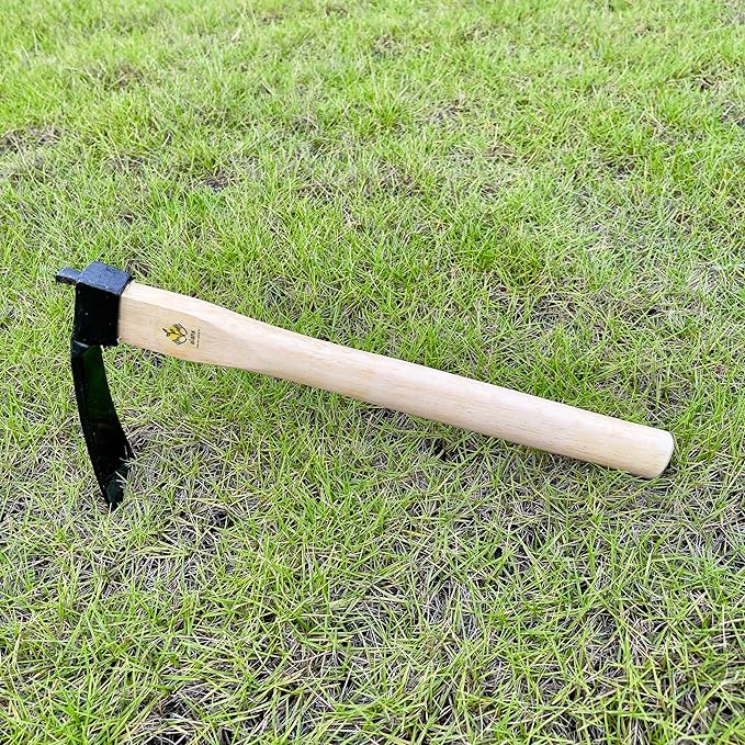 alanx 14 Inch Heavy Duty Wide Hoe, Japanese Carbon Steel with Oak Wooden Handle, Without Welding, Garden Tool for Digging, Weeding, and Planting