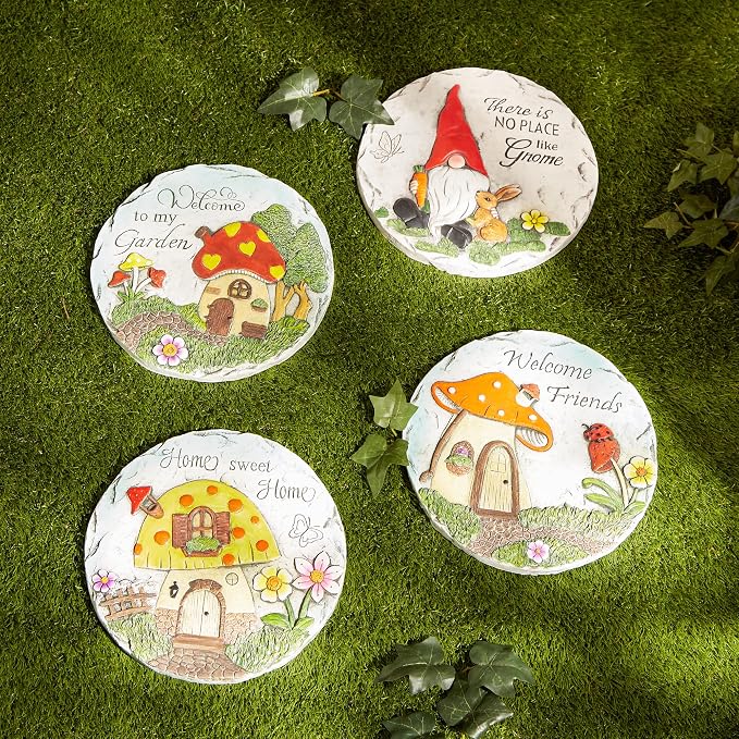 DII Cement Stepping Stone Collection Decorative Colorful, 9.75" Diameter, Welcome