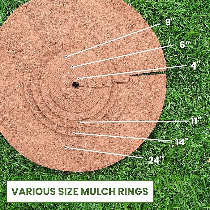 Envelor 20 pcs Coconut Fibers Mulch Ring 24 Inches Tree Protector Mat Coconut Mulch Cover Natural Coconut Fiber Weed Control Rings, Tree Ring Plant Cover for Indoor Outdoor Plants, Pot, Landscaping