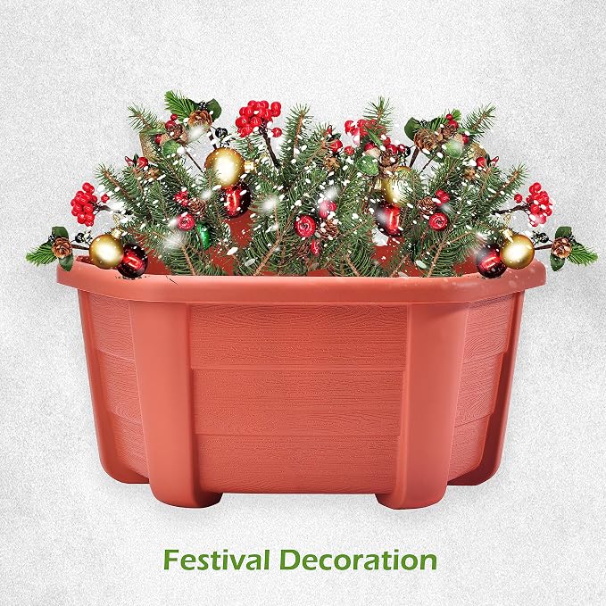 ORIMERC 9.8 inch 3 Pack Brick Red Wall Hanging Planters for Indoor Outdoor Plants Hanging Plant Holder with Drainage Hole Fence Balcony Planters Railing Hanging Pot Plant Wall Mount Decor with Hooks