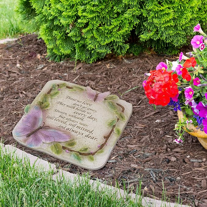 MyGift Memorial Garden Stone Sympathy Verse Hanging Wall Decor, Remembrance Stepping Stone