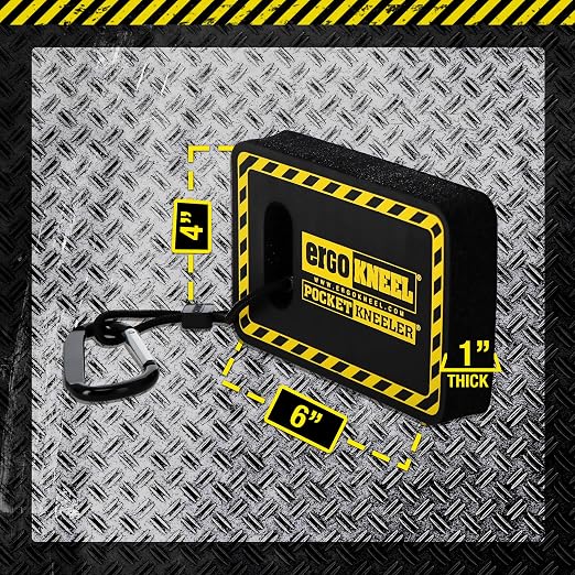 Pocket Kneeler with Lanyard 4” x 6” x 1” | One-Inch-Thick Kneeling Pad | Heavy-Duty Foam Pad Anti-Fatigue Mat | Portable Knee Mat | Industrial-Grade Protection for Knees & Back