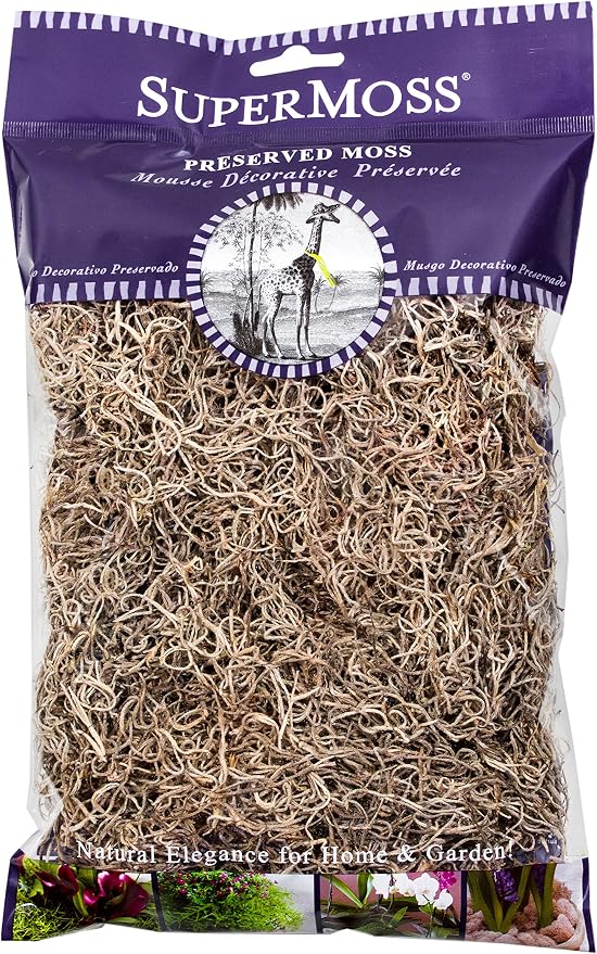 SuperMoss (26901) Spanish Moss Dried – Decorative Moss for Crafts, Potted Plants, Fairy Gardens, Vase Filler, Floral Arrangements & Indoor/Outdoor Garden Projects, 120 cu in, Natural