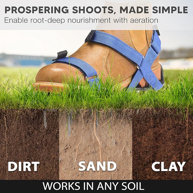 Envy Green Lawn Aerator Shoes – Ready-to-Use, Pre-Assembled – One-Size-Fits-All Gardening Shoes – Lawn Aerator with X-Strap – Lawn Aerator Spike Shoes for Lawn and Yard – Premium Tools by EnvyGreen