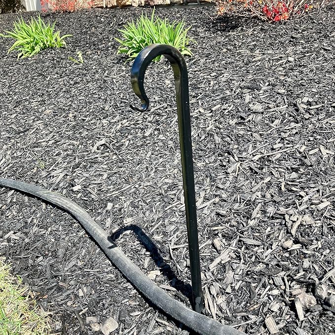Boxwood & Mum Garden Hose Guide Stakes Heavy Duty – Solid Metal Powder Coated Rust Resistant Hose Guards for Flower Beds, Garden Borders, Landscaping – Amish Handmade Lancaster PA (Set of 4)