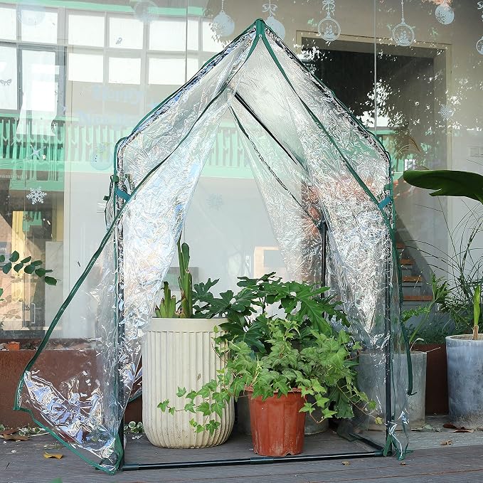 Gardzen Mini Greenhouse Heavy Duty Portable Green House, Zipper Clear Tent Small Greenhouse for Indoor Outdoor Plants 36.2”(L) x36.2”(W) x59.5”(H)