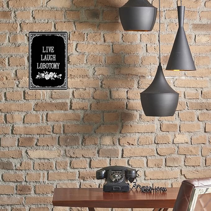 LIVE LAUGH LOBOTOMY Sign Decorative Signs Chic Gothic Metal Signs for Outdoor Yard Signs or Indoor Home Room Wall Decor (Color02)