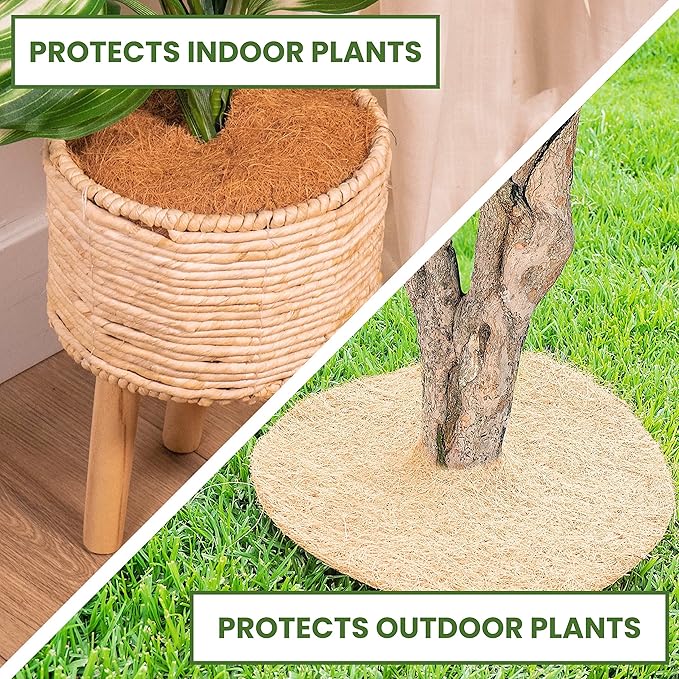 Envelor 10 pcs Coconut Fibers Mulch Ring 14 Inches Tree Protector Mat Coconut Mulch Cover Natural Coconut Fiber Weed Control Rings, Tree Ring Plant Cover for Indoor Outdoor Plants, Pot, Landscaping