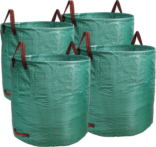 Professional 4-Pack 132 Gallon Gardening Bags for Lawn Yard, Extra Large Reusable Leaf Bags, Waste and Trash Container