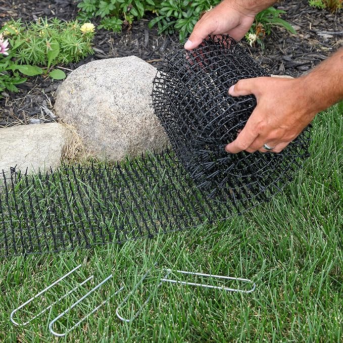 Tapix Cat Scat Mat with Spikes (8 ft.) – Cat Deterrent Strips for Garden, Yard & Furniture, Indoor & Outdoor, 6 Staples Included
