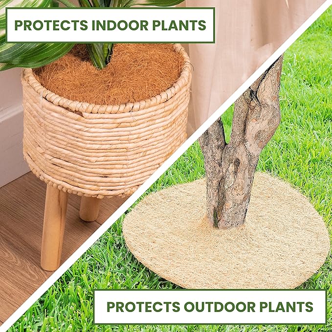 Envelor 20 pcs Coconut Fibers Mulch Ring 24 Inches Tree Protector Mat Coconut Mulch Cover Natural Coconut Fiber Weed Control Rings, Tree Ring Plant Cover for Indoor Outdoor Plants, Pot, Landscaping