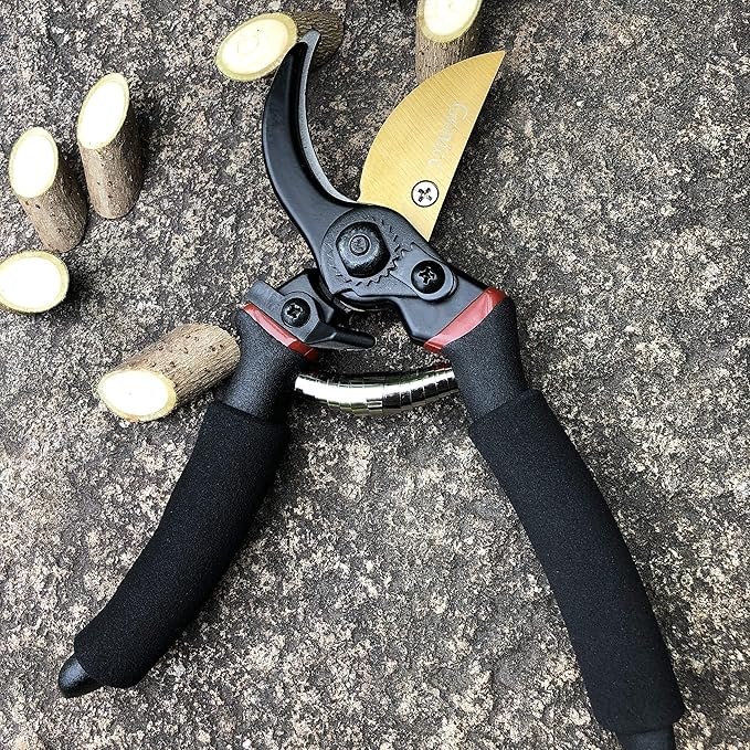gonicc 8" Professional Premium Titanium Bypass Pruning Shears (GPPS-1003), Hand Pruners, Garden Clippers, Bonsai Cutters